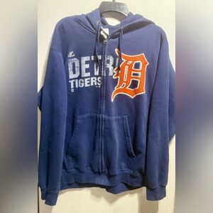 Majestic Blue Hoodie with Orange Detroit Tigers Logo